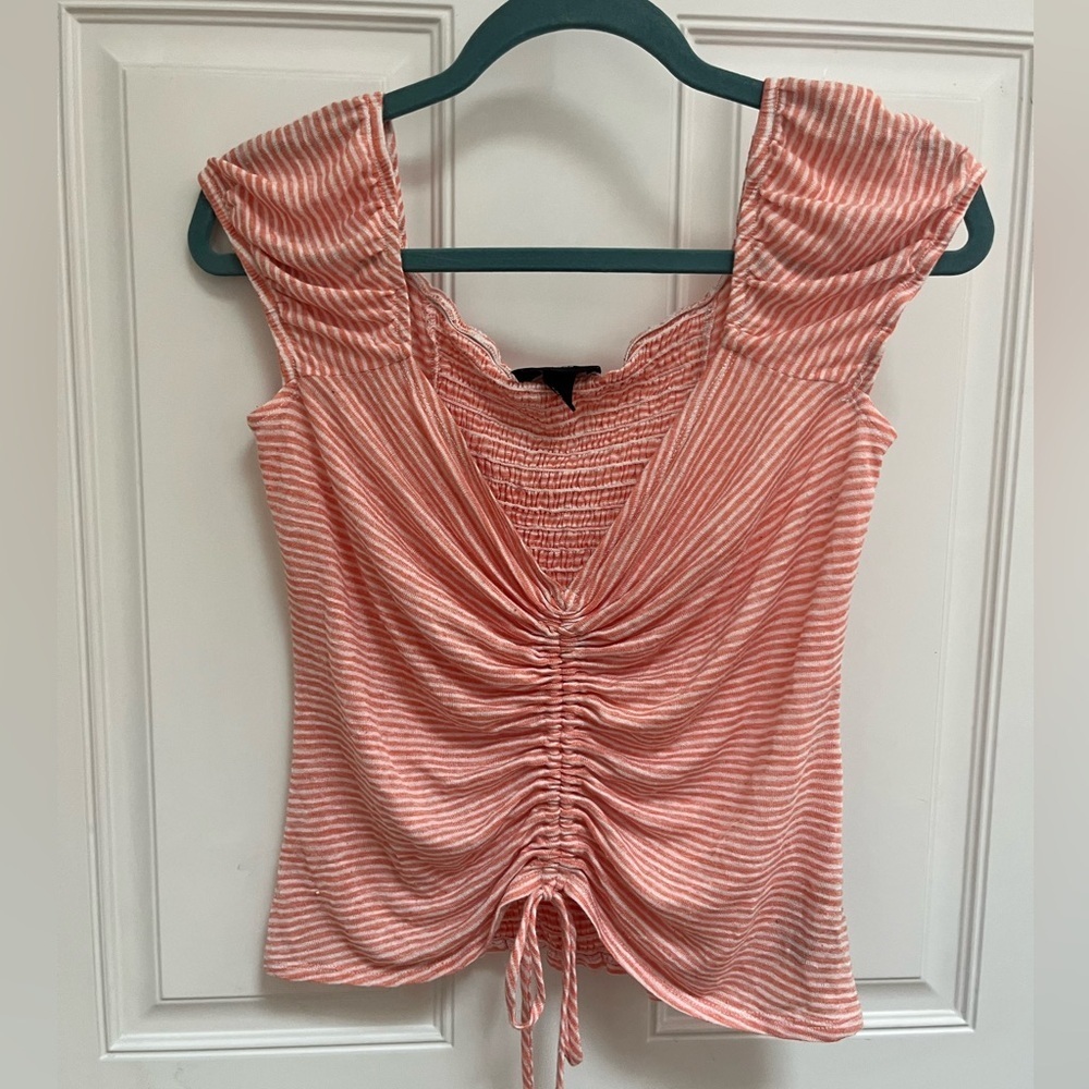 B wear striped tie front crop top size large